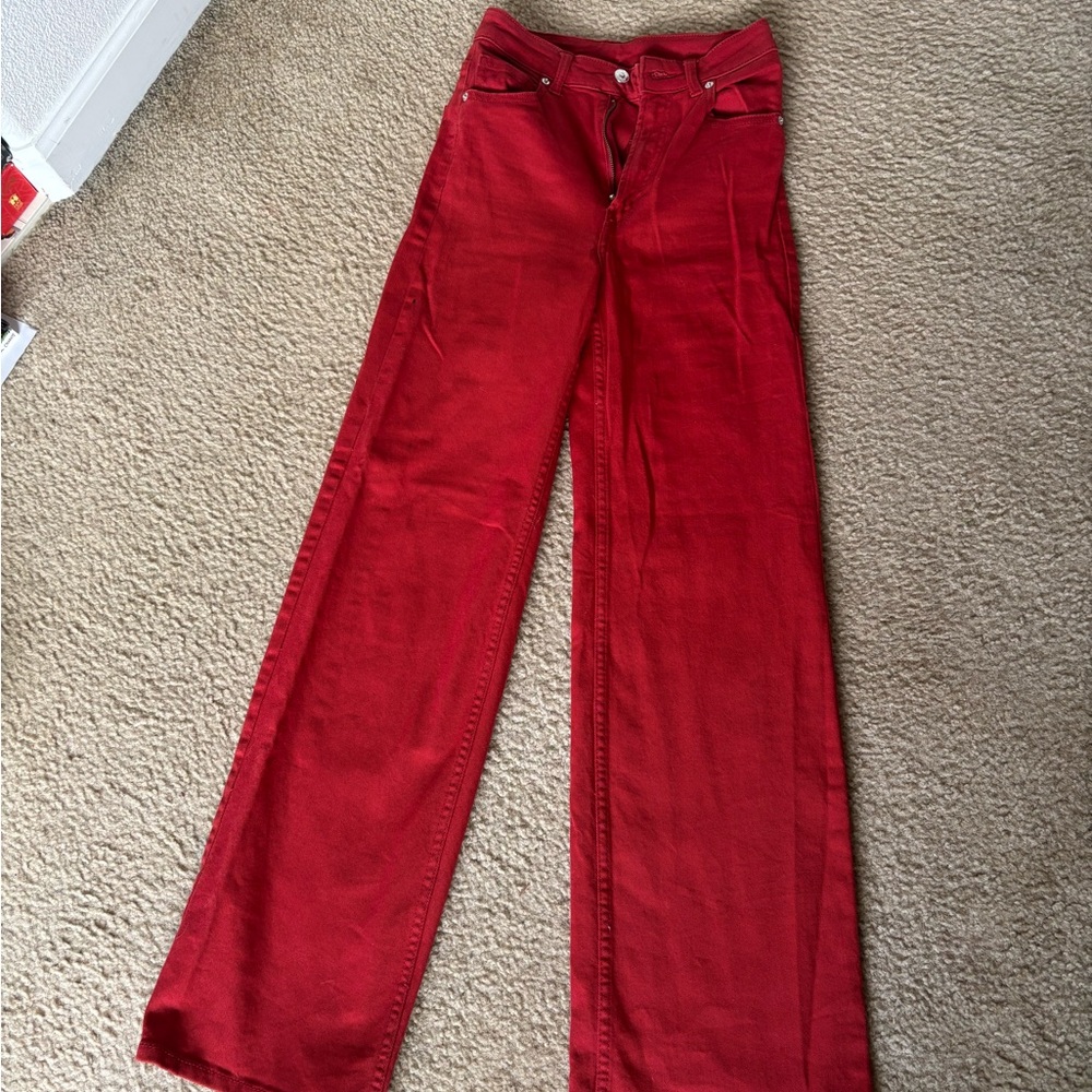 Divided Red Wide Leg Pants